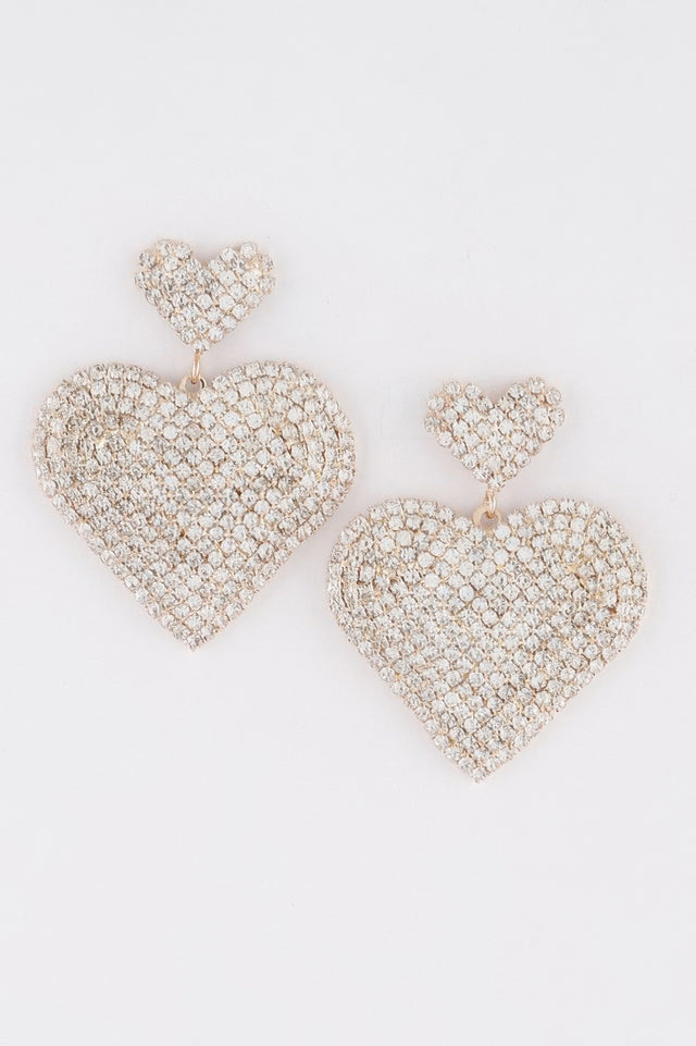 Jeweled Heart Drop Earrings