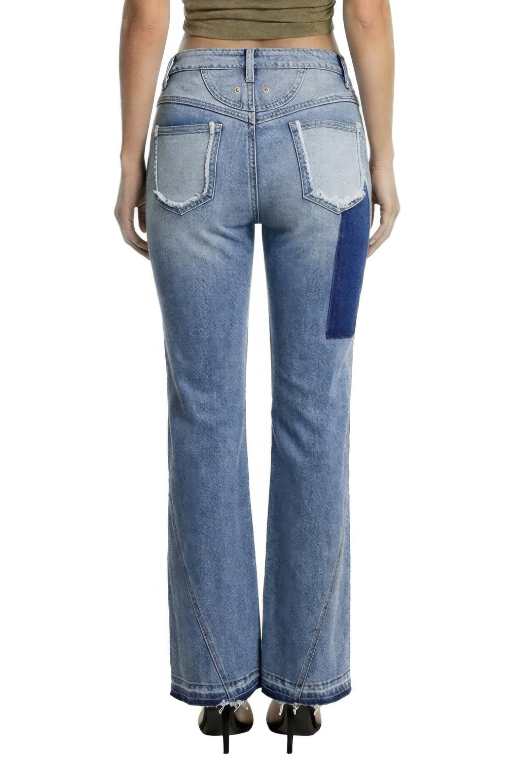 Ripped Curve-panel Flare Jeans - image 2