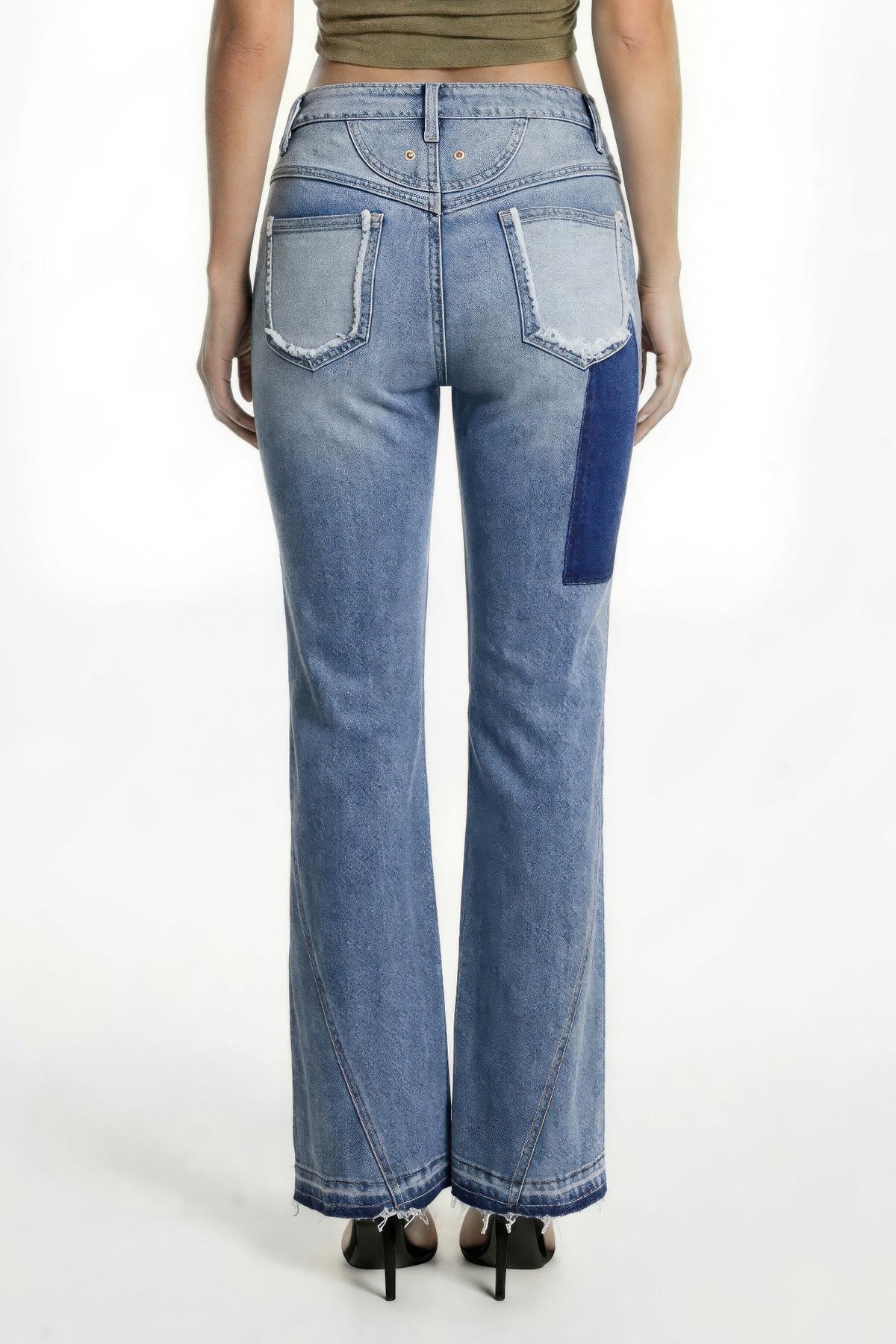 Ripped Curve-panel Flare Jeans - image 3