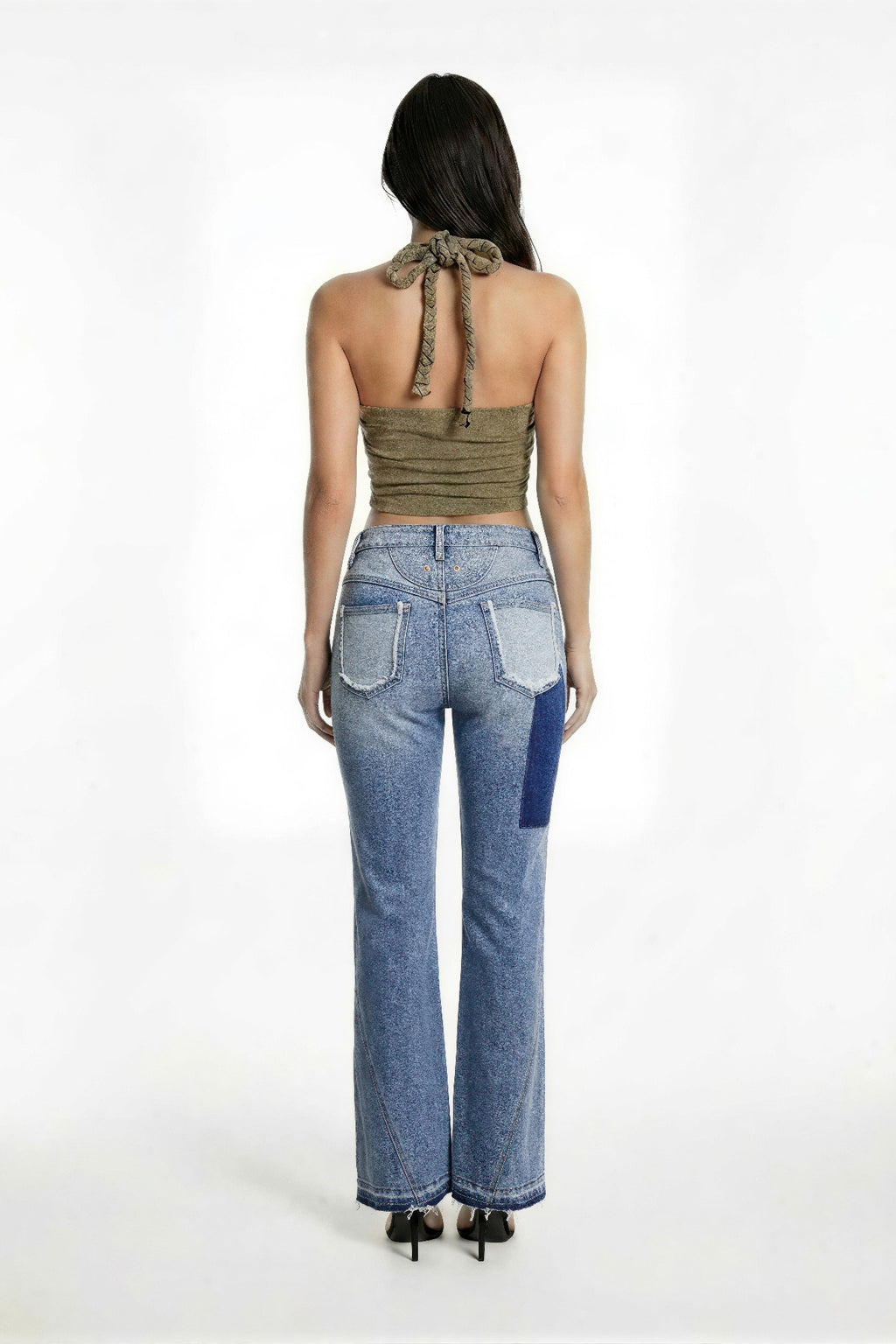 Ripped Curve-panel Flare Jeans - image 5