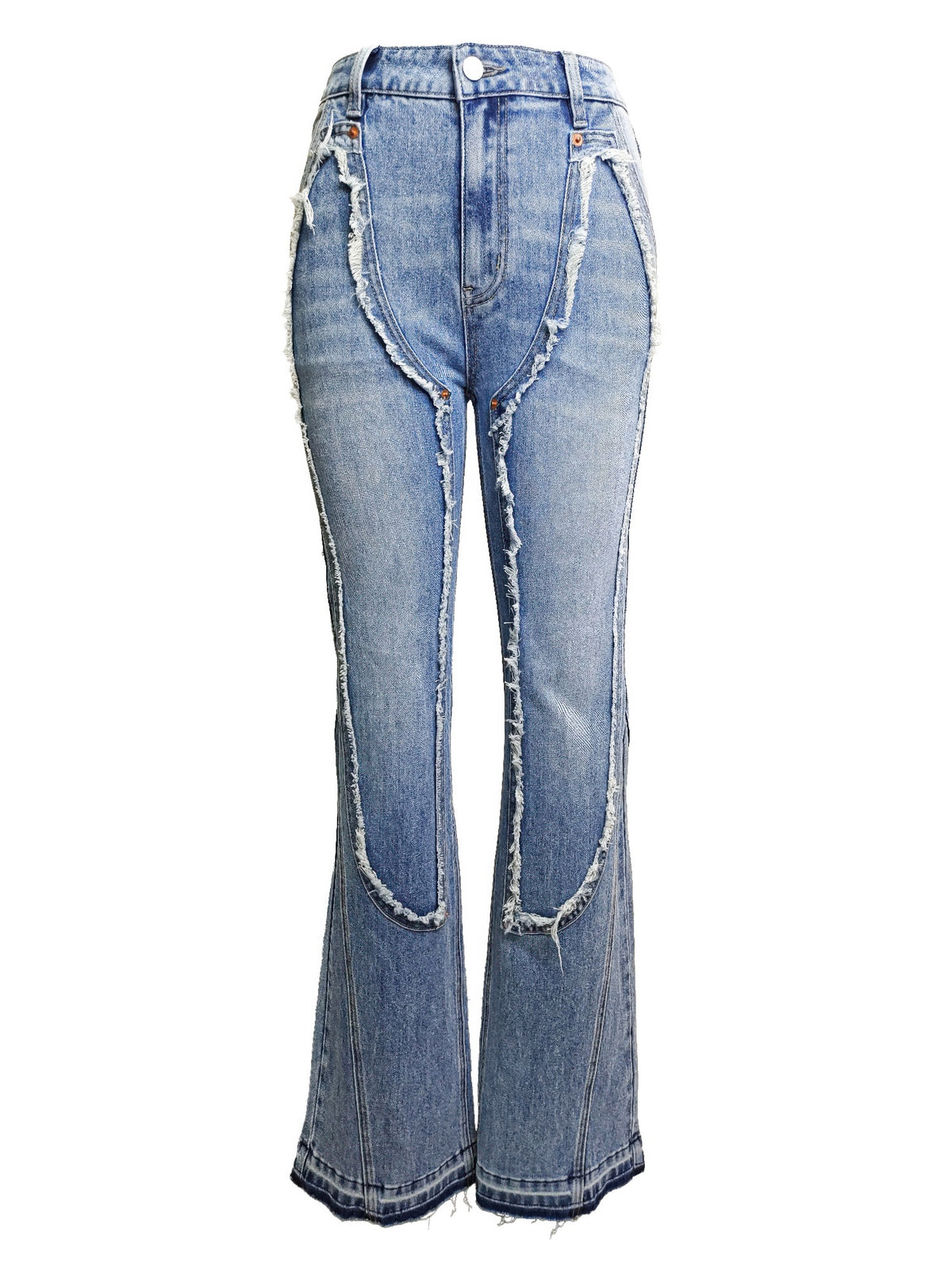 Ripped Curve-panel Flare Jeans - image 8