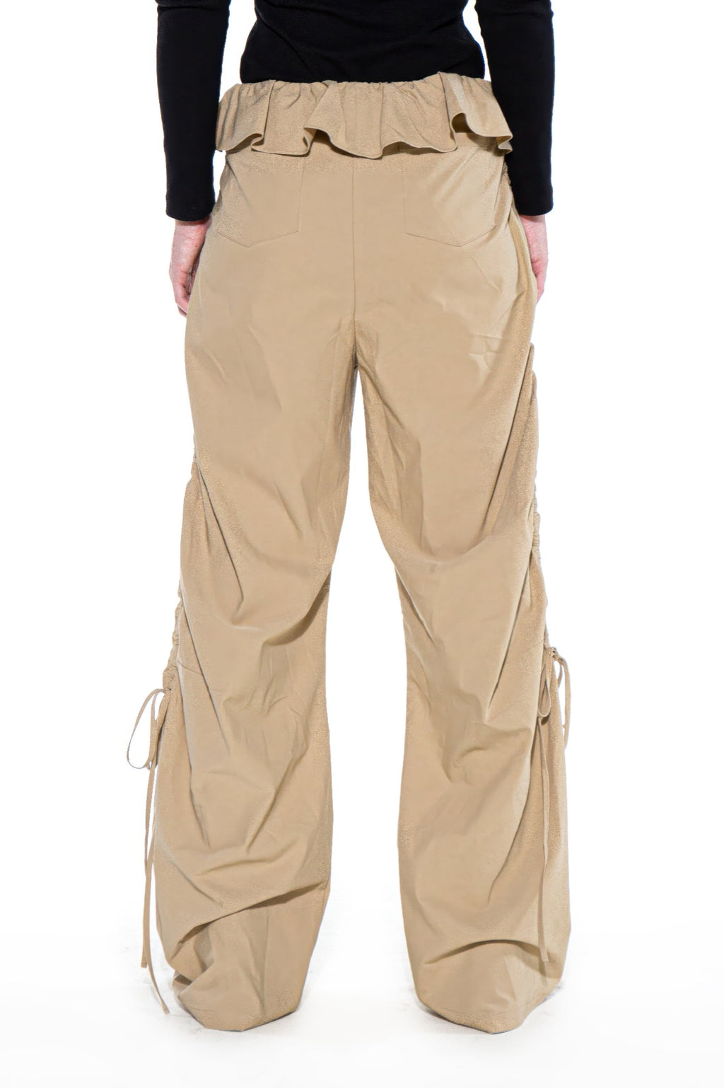 Ruffle Waist Ruched Wide-leg Pants - image 4
