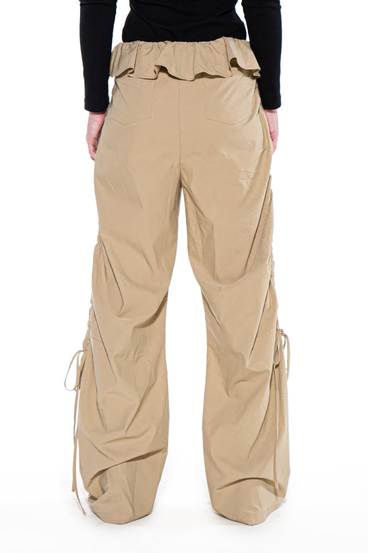 Ruffle Waist Ruched Wide-leg Pants - image 4