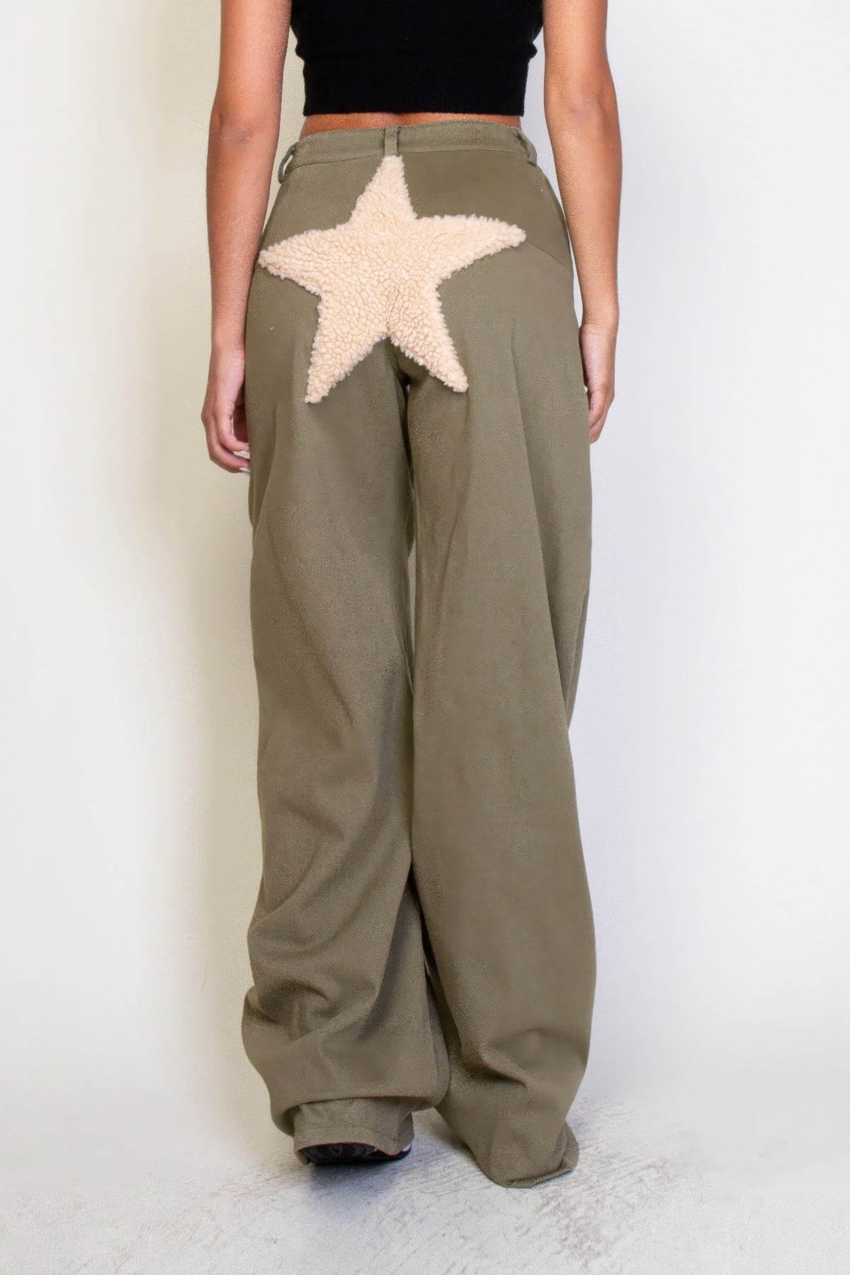 Star Embroidery Wide Leg Pants