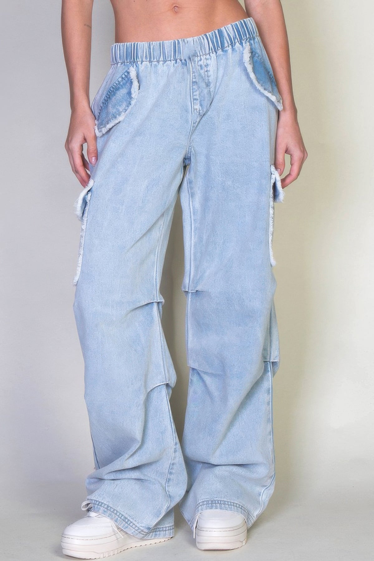 Denim Cargo Pants With Pockets - image 2