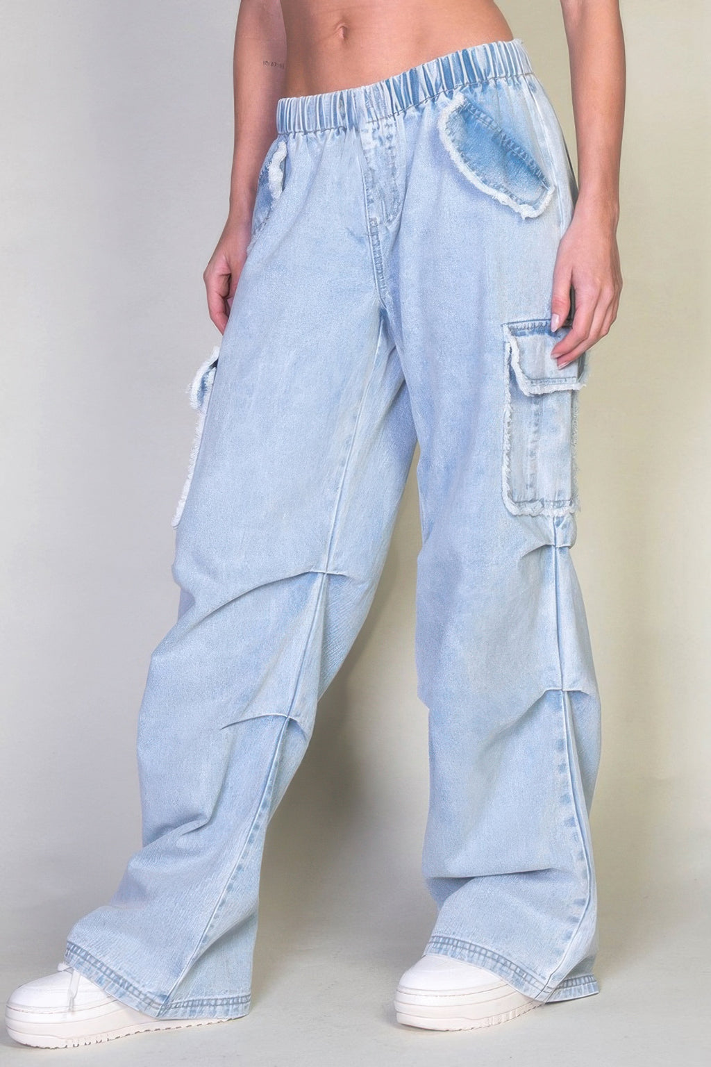 Denim Cargo Pants With Pockets - image 3