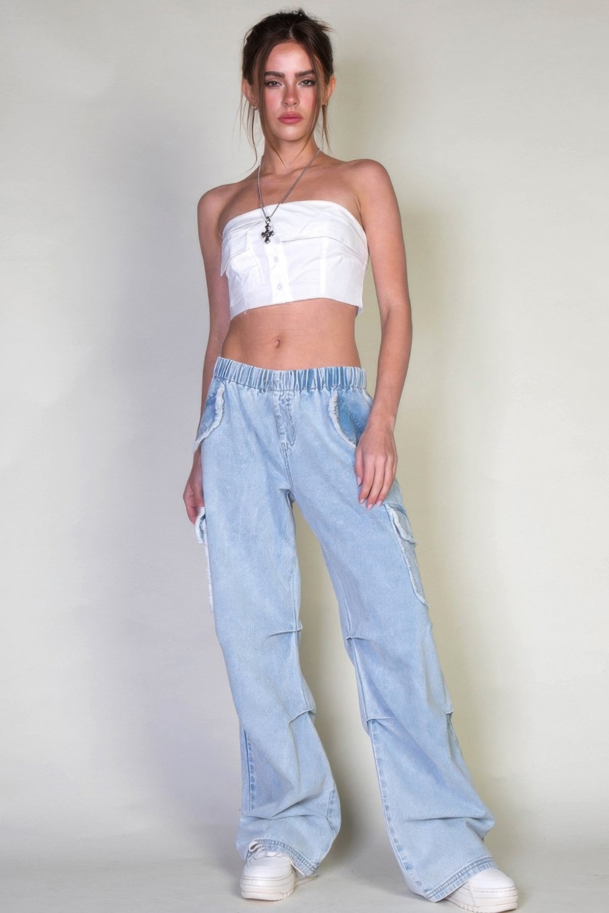 Denim Cargo Pants With Pockets - image 4