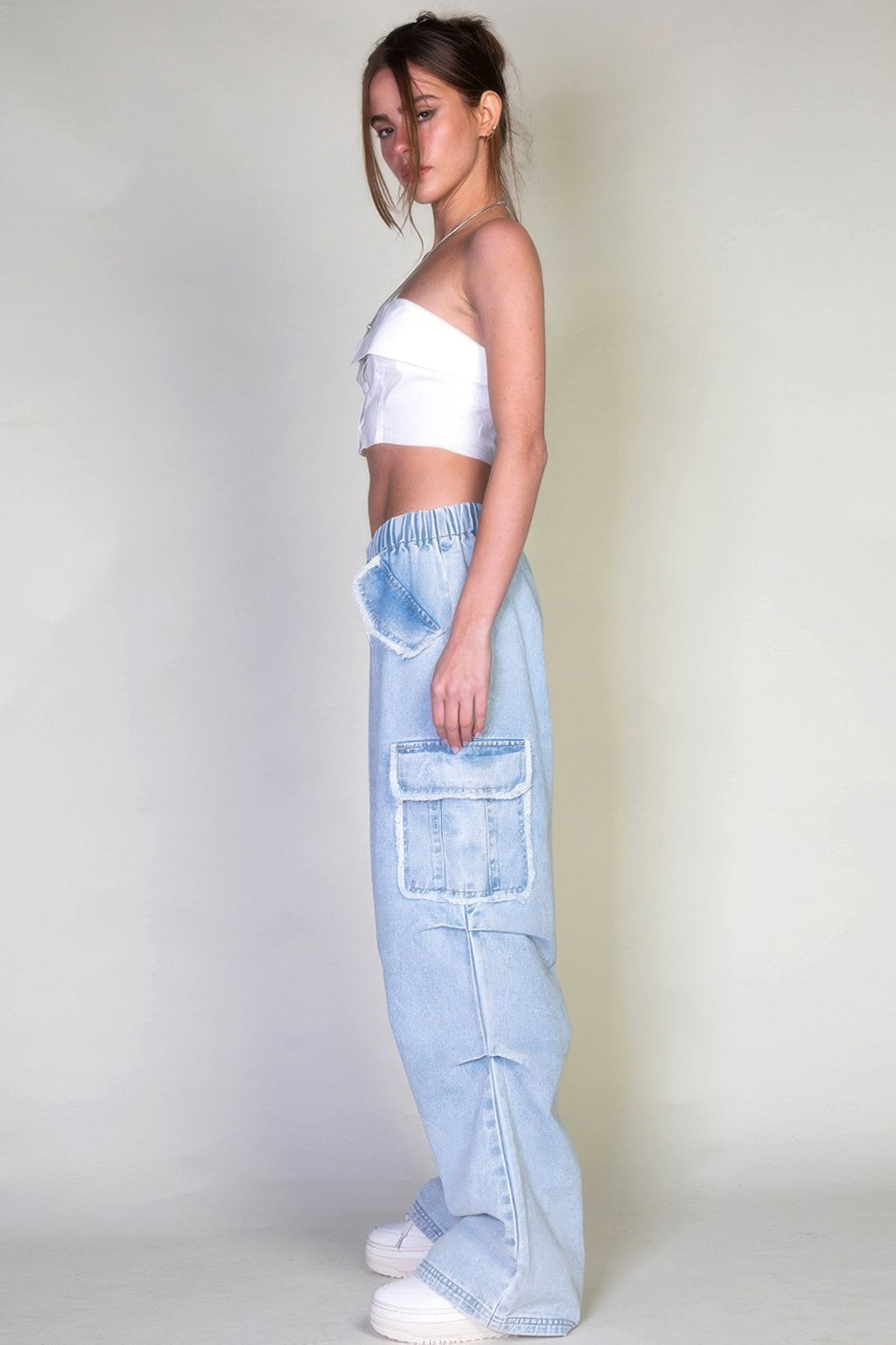 Denim Cargo Pants With Pockets - image 5