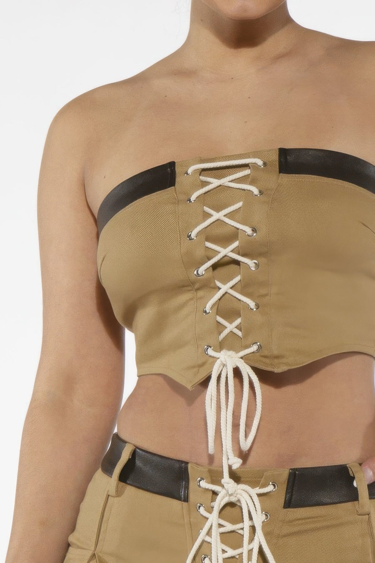 Low-rise Pleated Lace-up Twill Mini Skirt - image 5