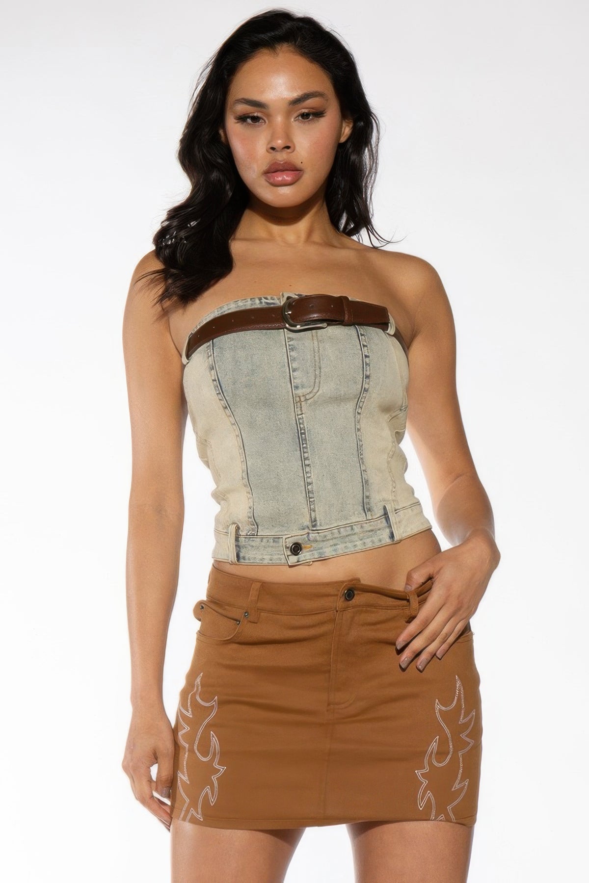Western Embroidered Twill Mini Skirt - image 8