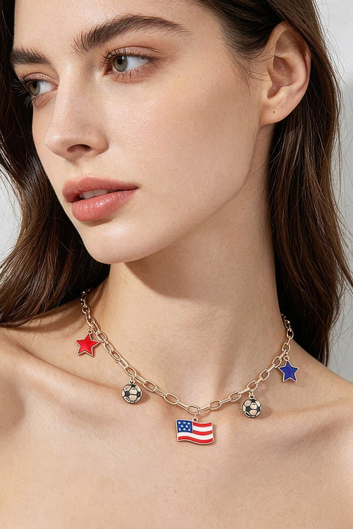 America Soccer Star Chain Necklace - Clusimo