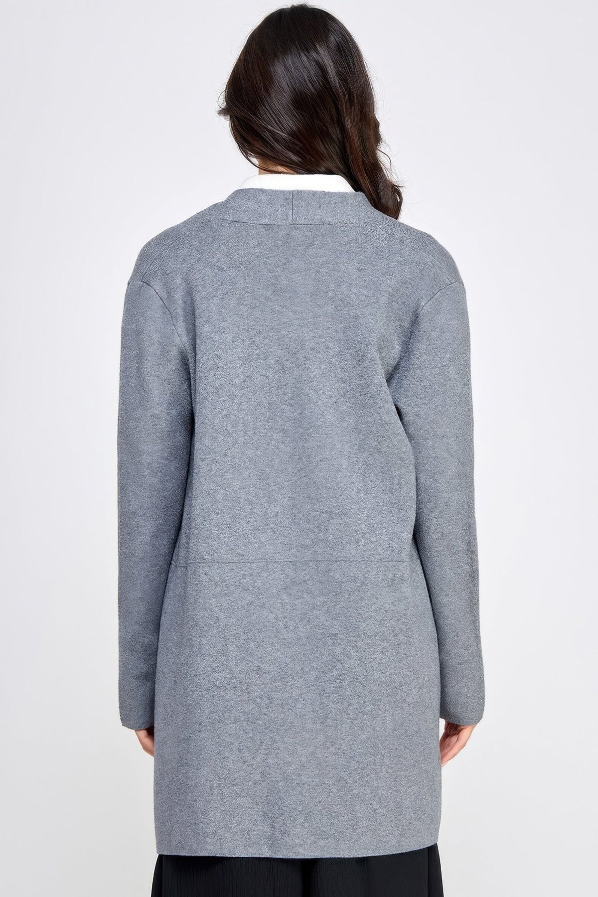 Basic Soft Long Line Open Front Sweater Cardigan - Clusimo