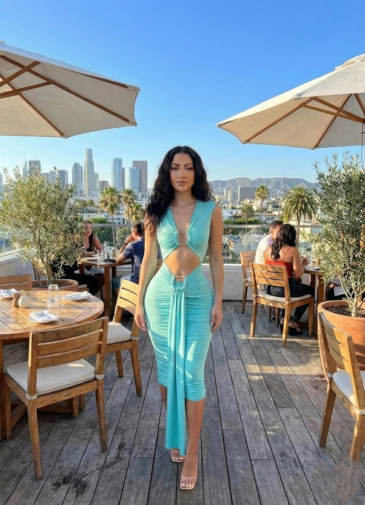 Body-con Midi Dress In A Vibrant - Clusimo