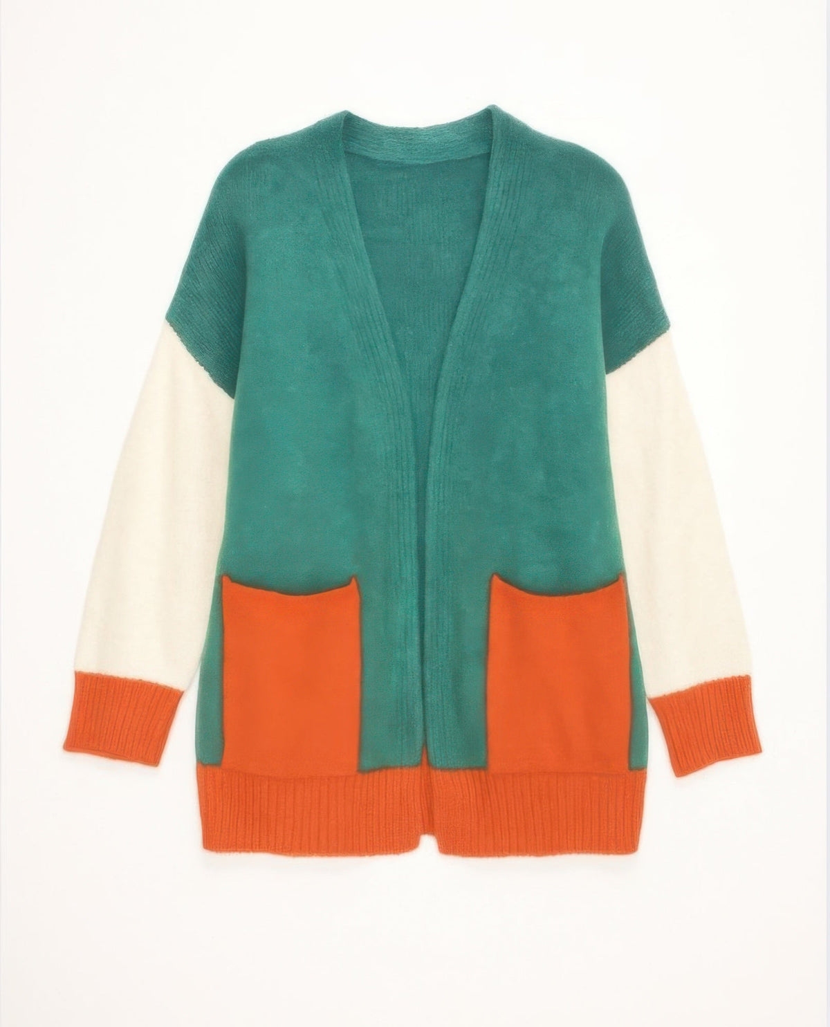 Color Block Open Cardigan - Clusimo