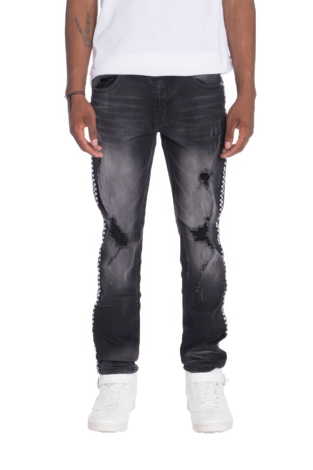 Distressed Denim Checkered Tape - Clusimo