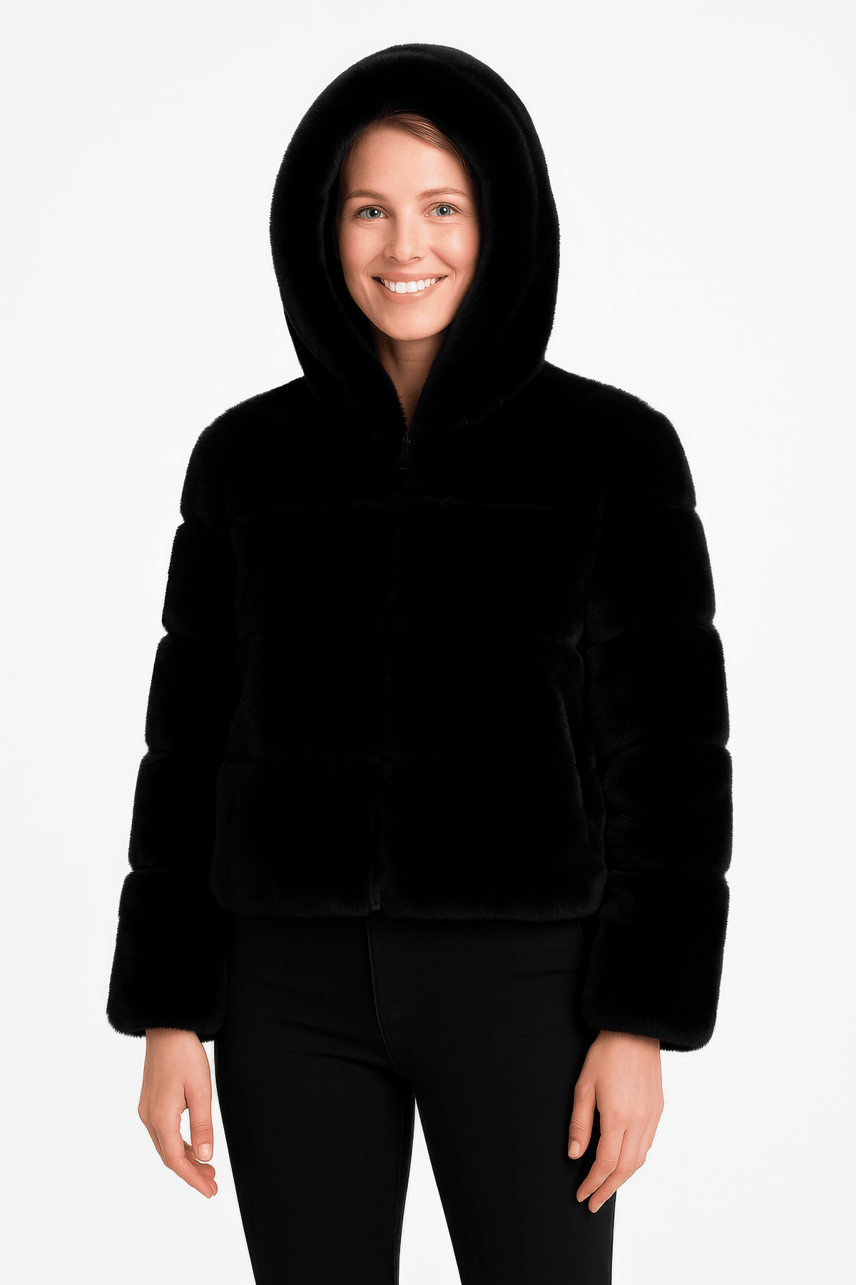 Faux Fur Hooded Jacket - Clusimo