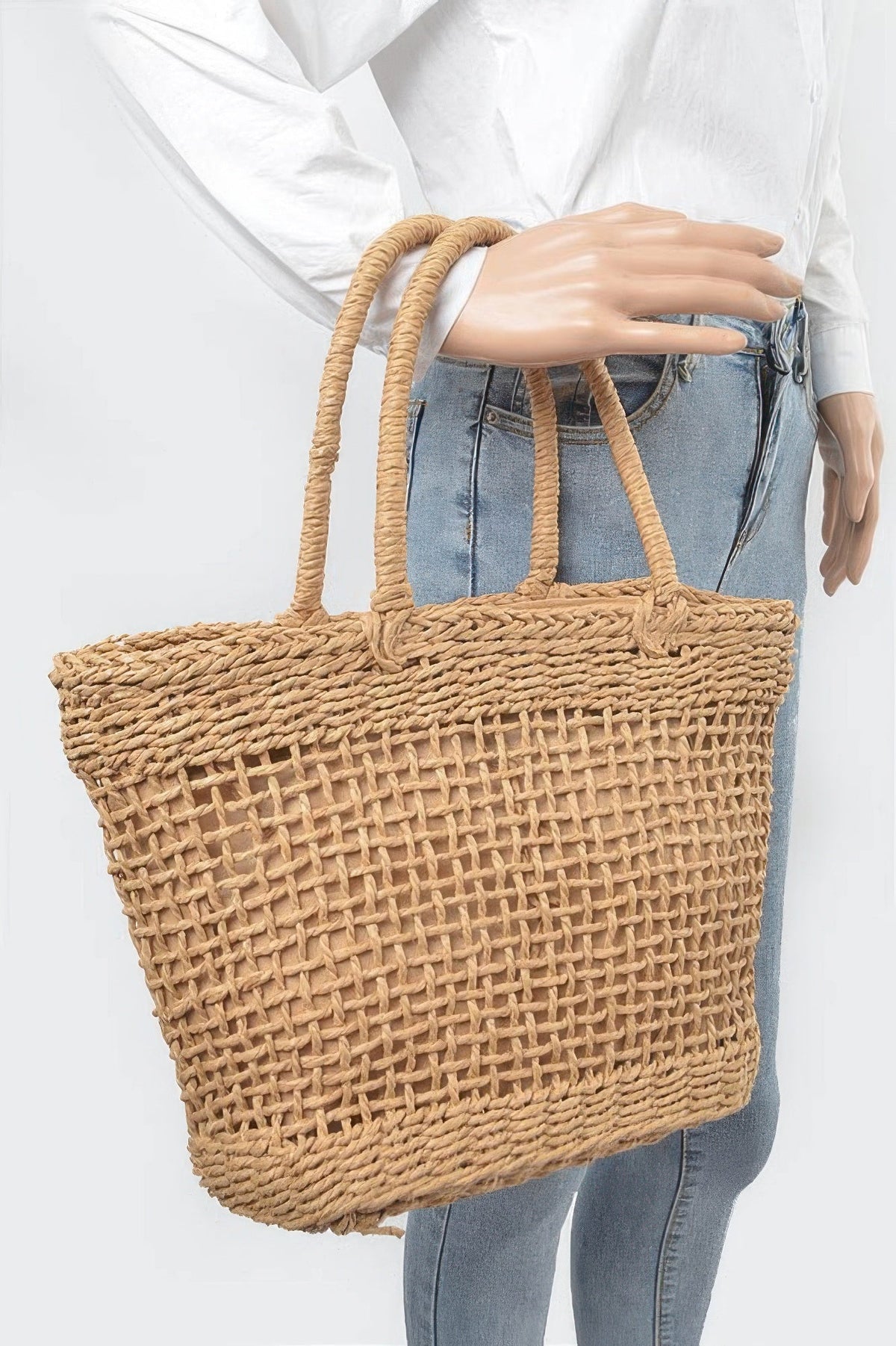 Faux Straw Tote Bag - Clusimo