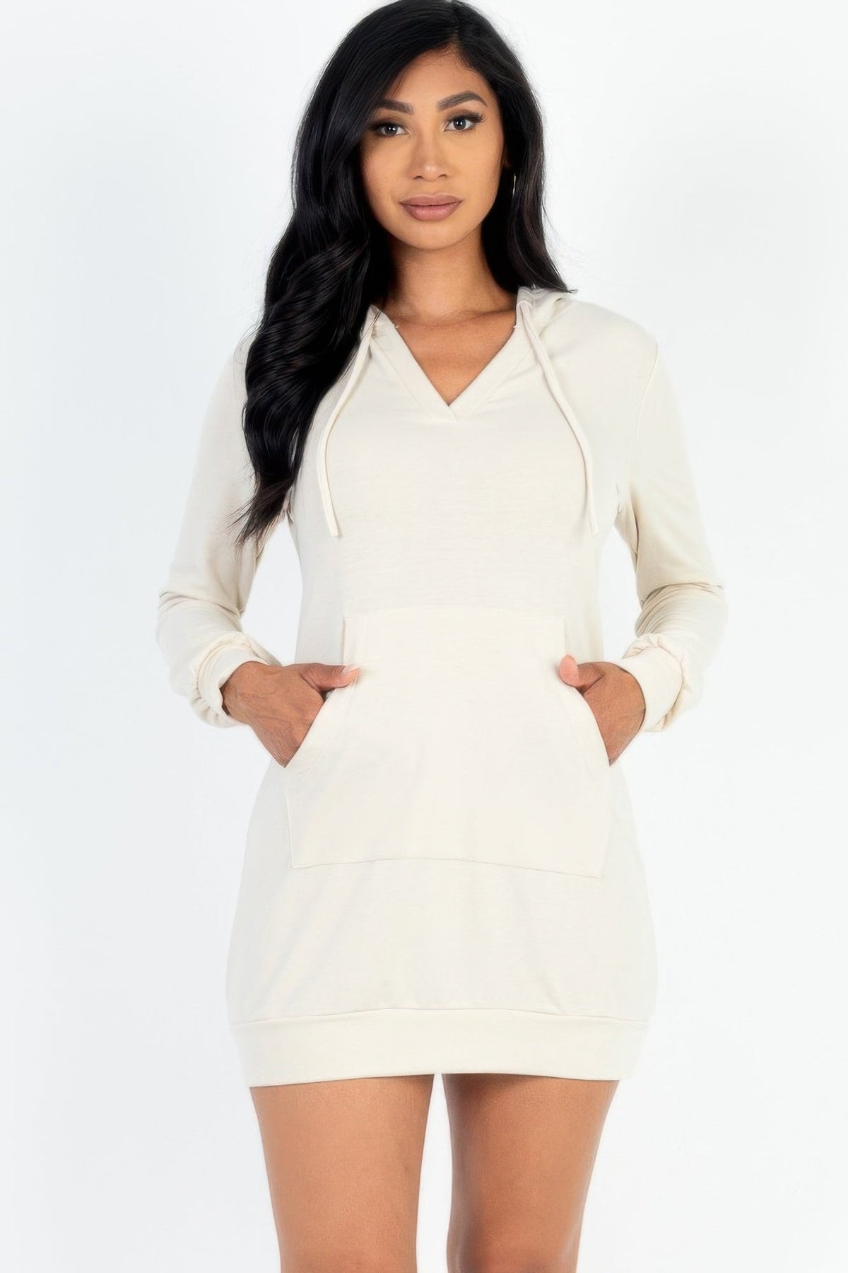 French Terry Hoodie Mini Dress - Clusimo