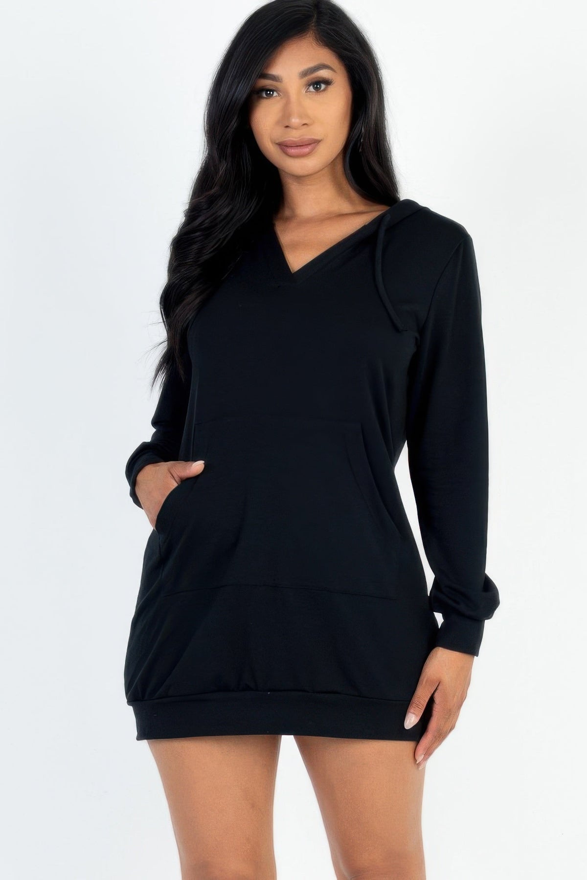 French Terry Hoodie Mini Dress - Clusimo