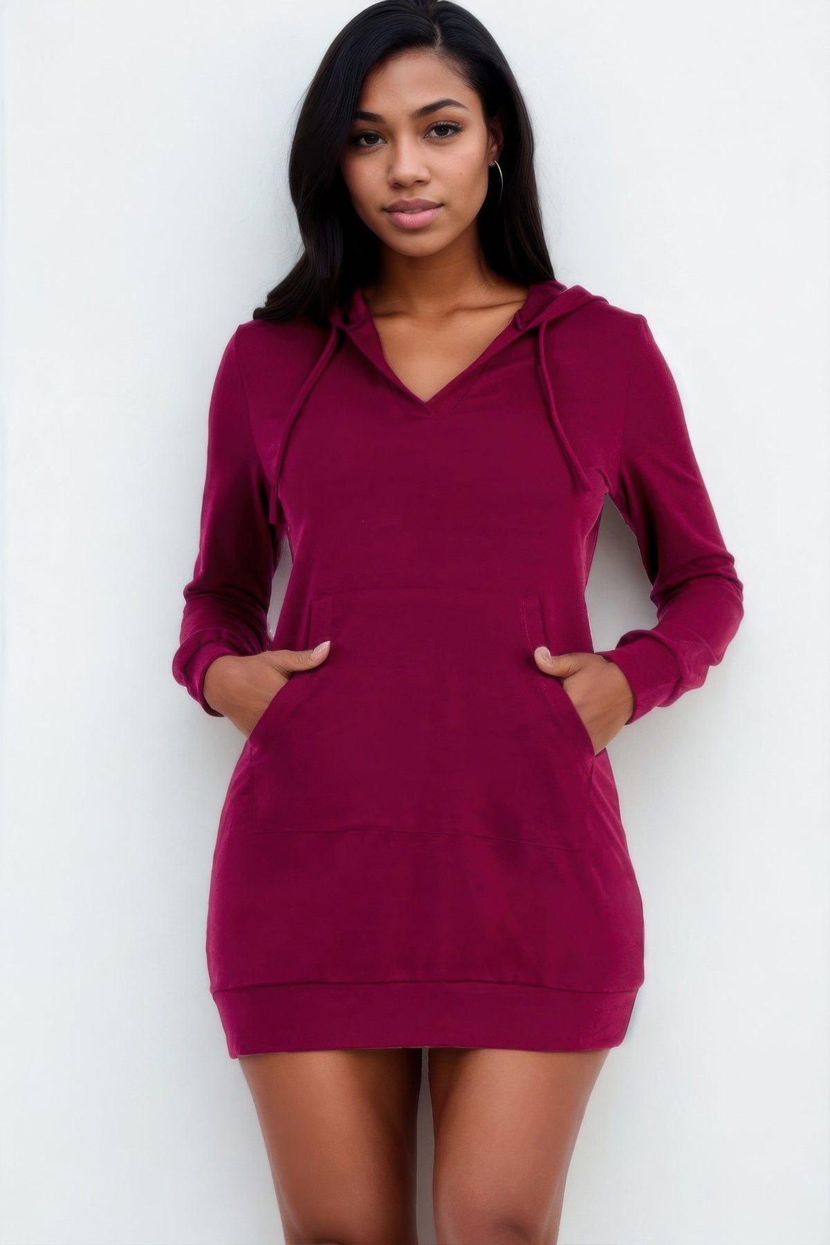French Terry Hoodie Mini Dress - Clusimo