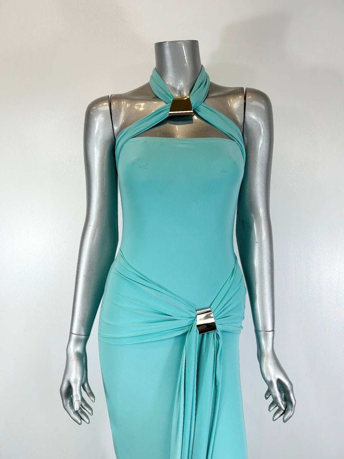 Halter-style Bodycon Midi Dress - Clusimo