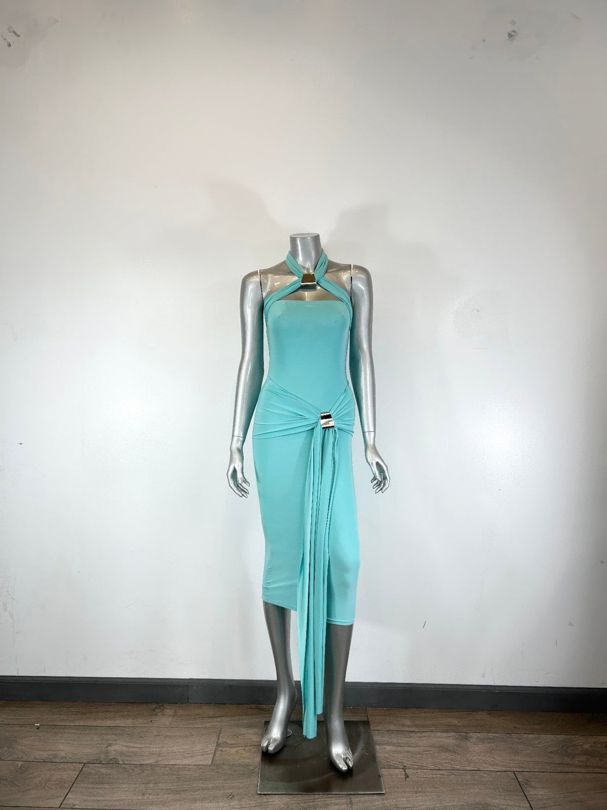 Halter-style Bodycon Midi Dress - Clusimo