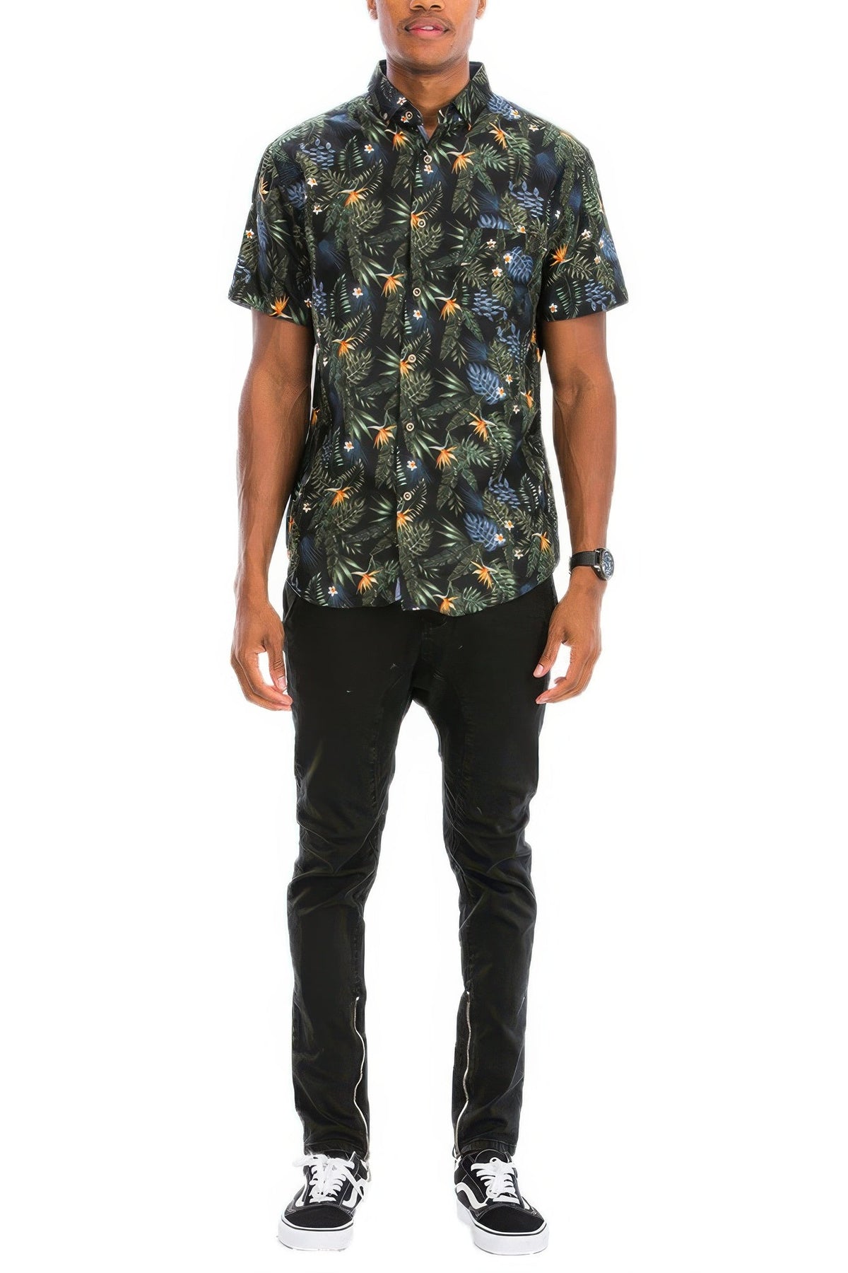 Hawaiian Print Button Down Shirt - Clusimo