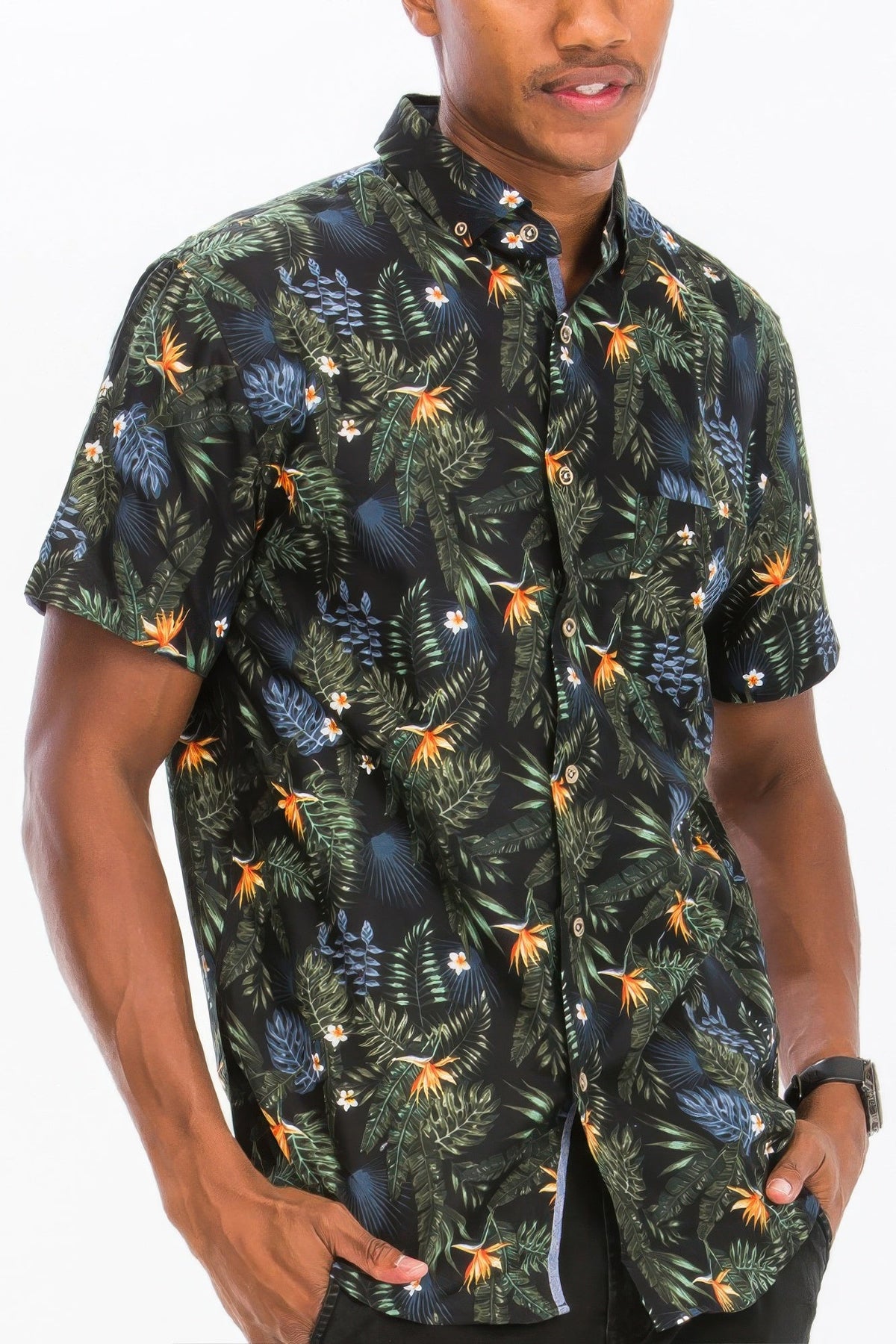 Hawaiian Print Button Down Shirt - Clusimo