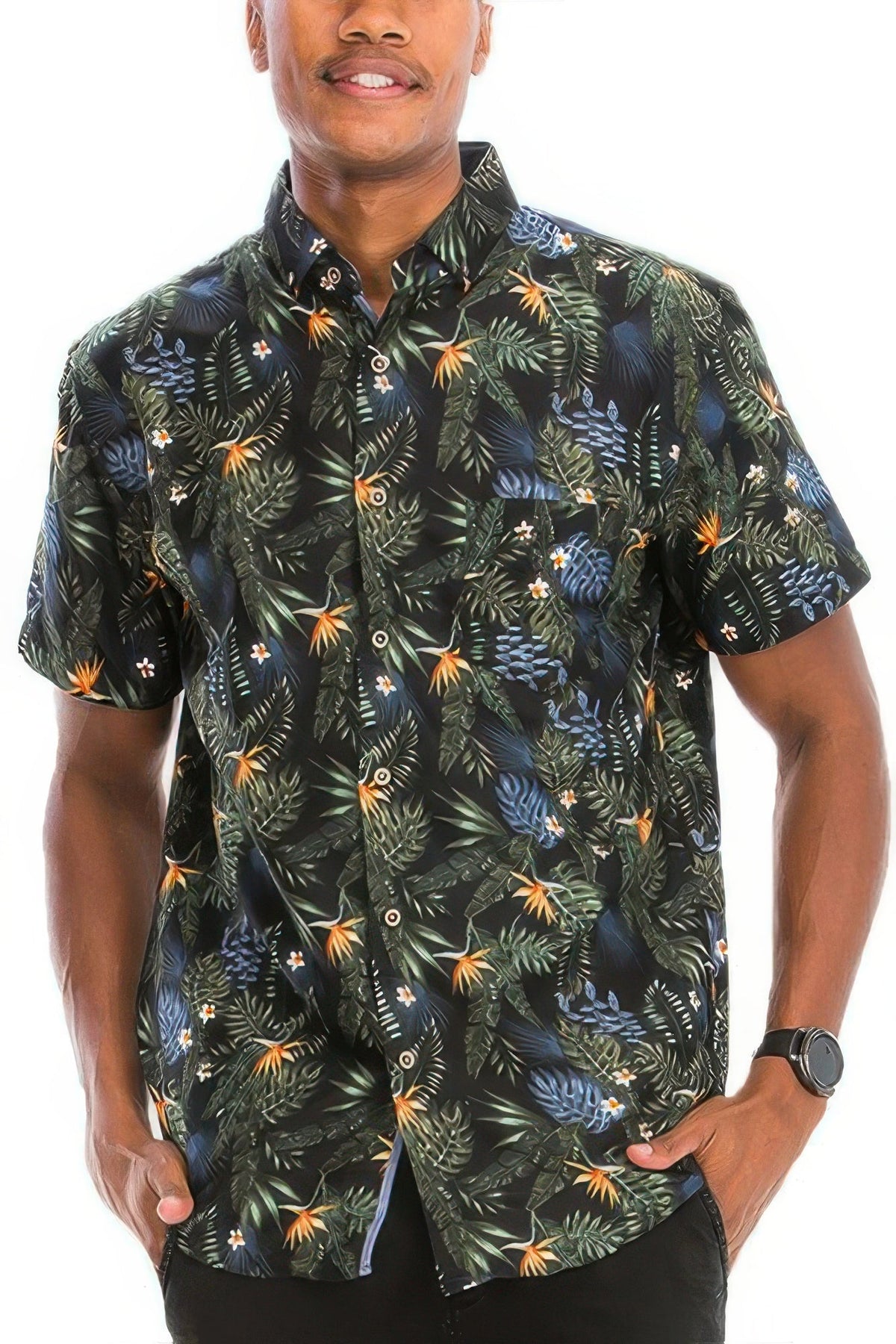 Hawaiian Print Button Down Shirt - Clusimo