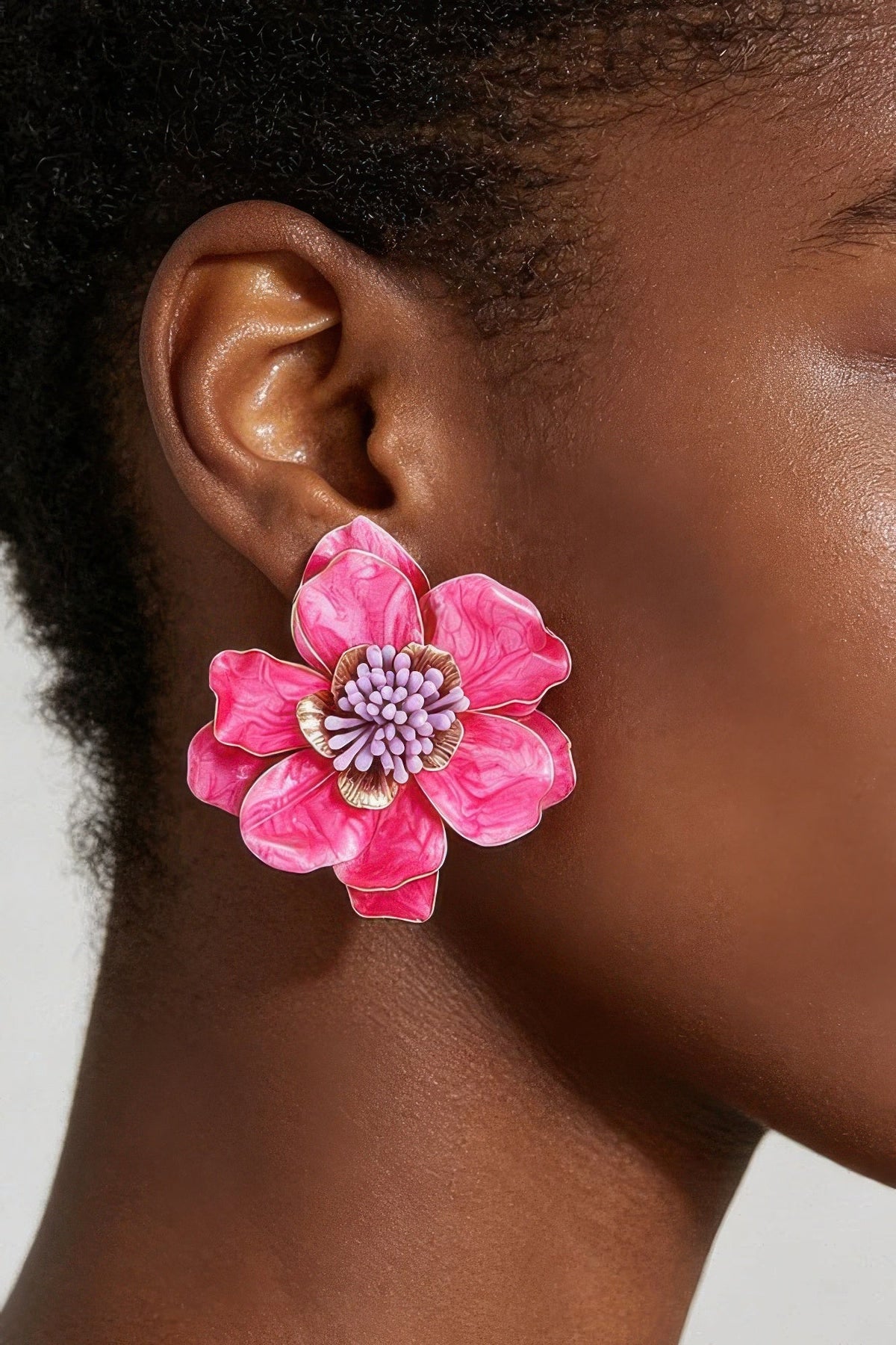 Marble Stone Blossom Flower Earrings - Clusimo