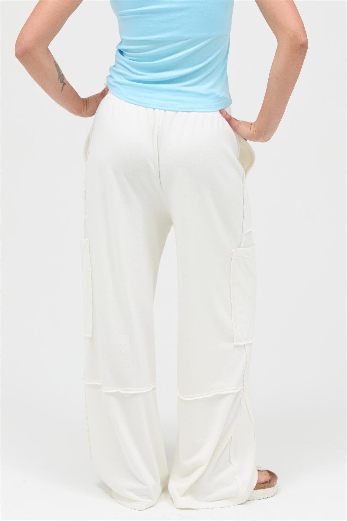 Mineral Wash Wide Leg Cargo Pants - Clusimo