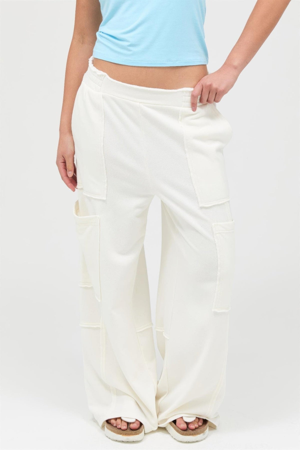 Mineral Wash Wide Leg Cargo Pants - Clusimo