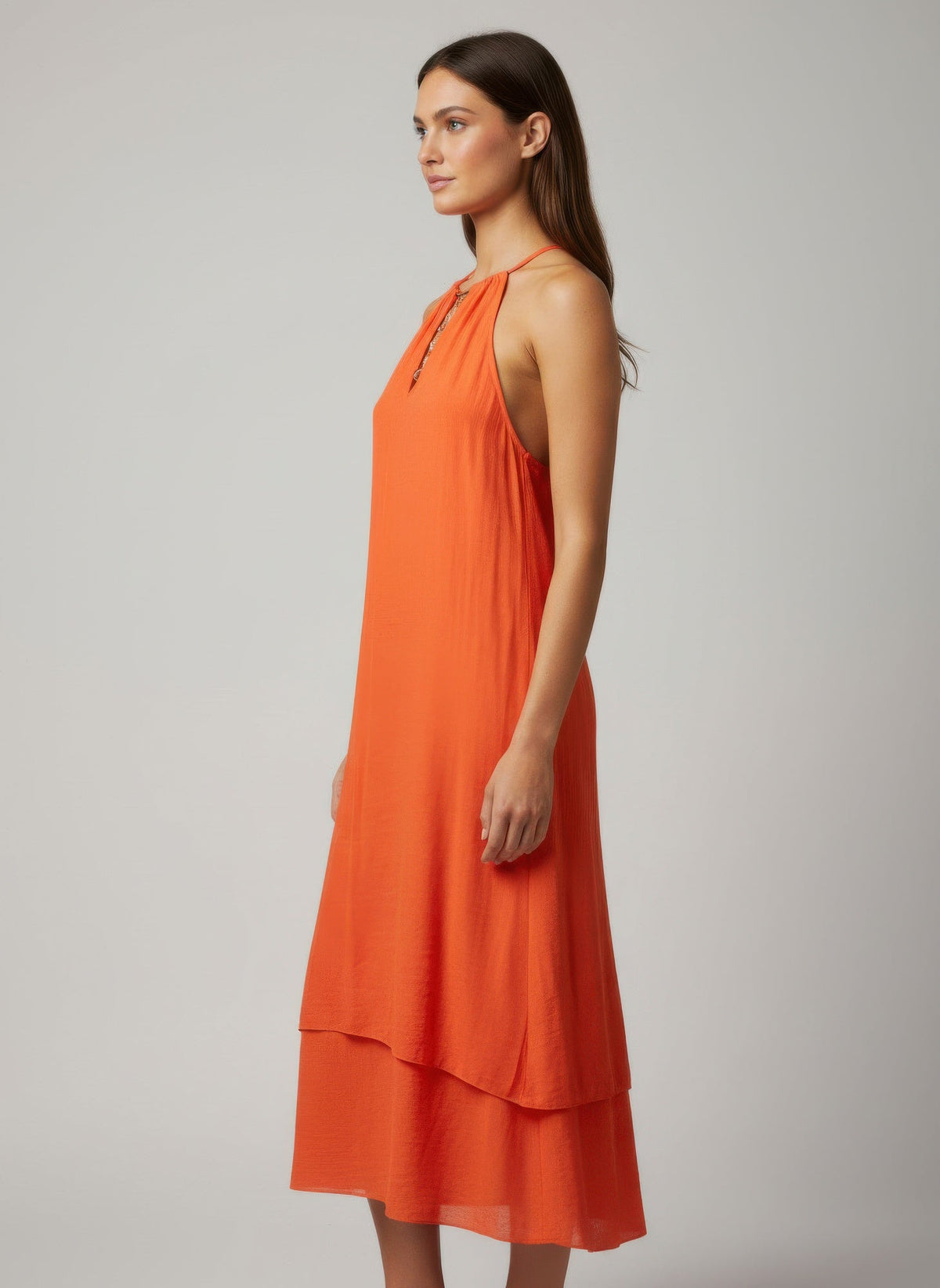 Mlle Gabrielle Solid Sleeveless Dress - Clusimo