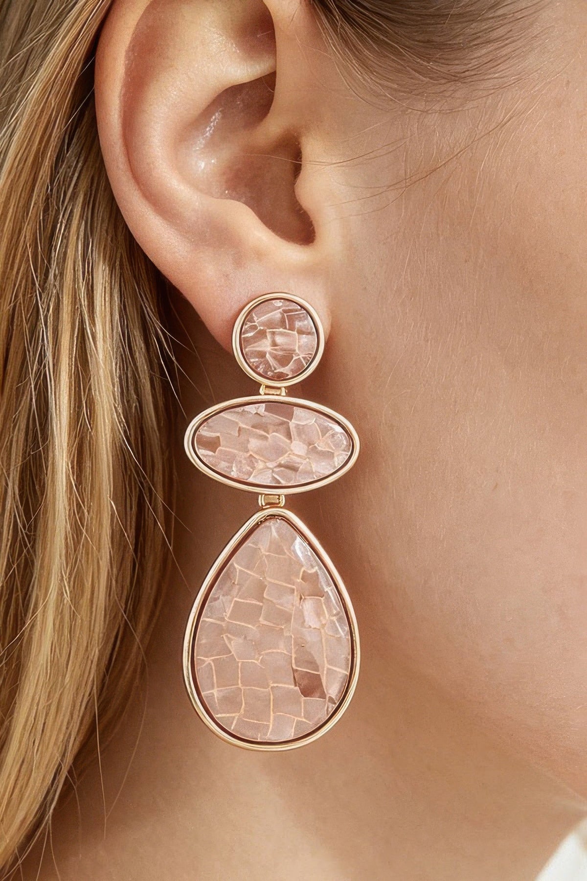Multi Marble Brick Drop Earrings - Clusimo