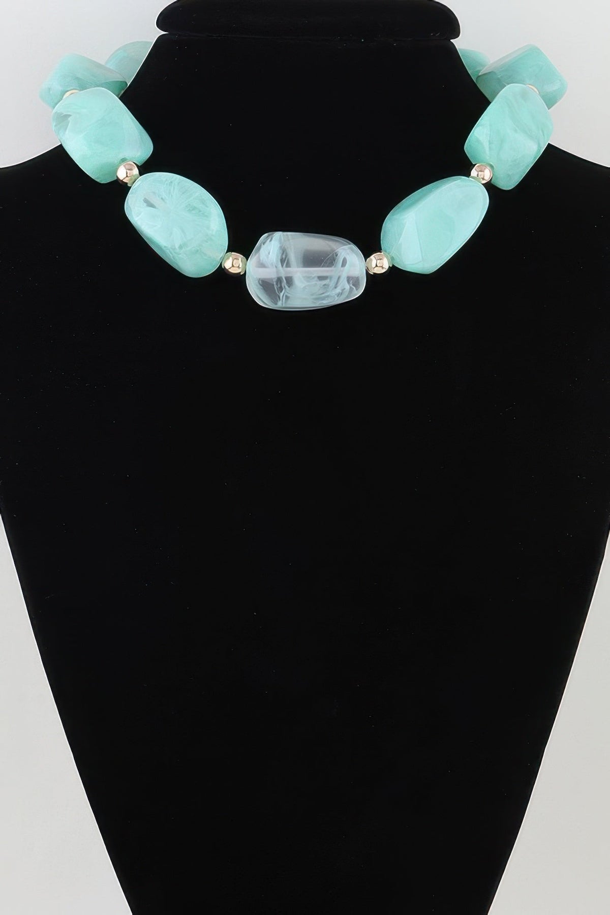 Multi Marble Stone Beaded Statement Necklace - Clusimo