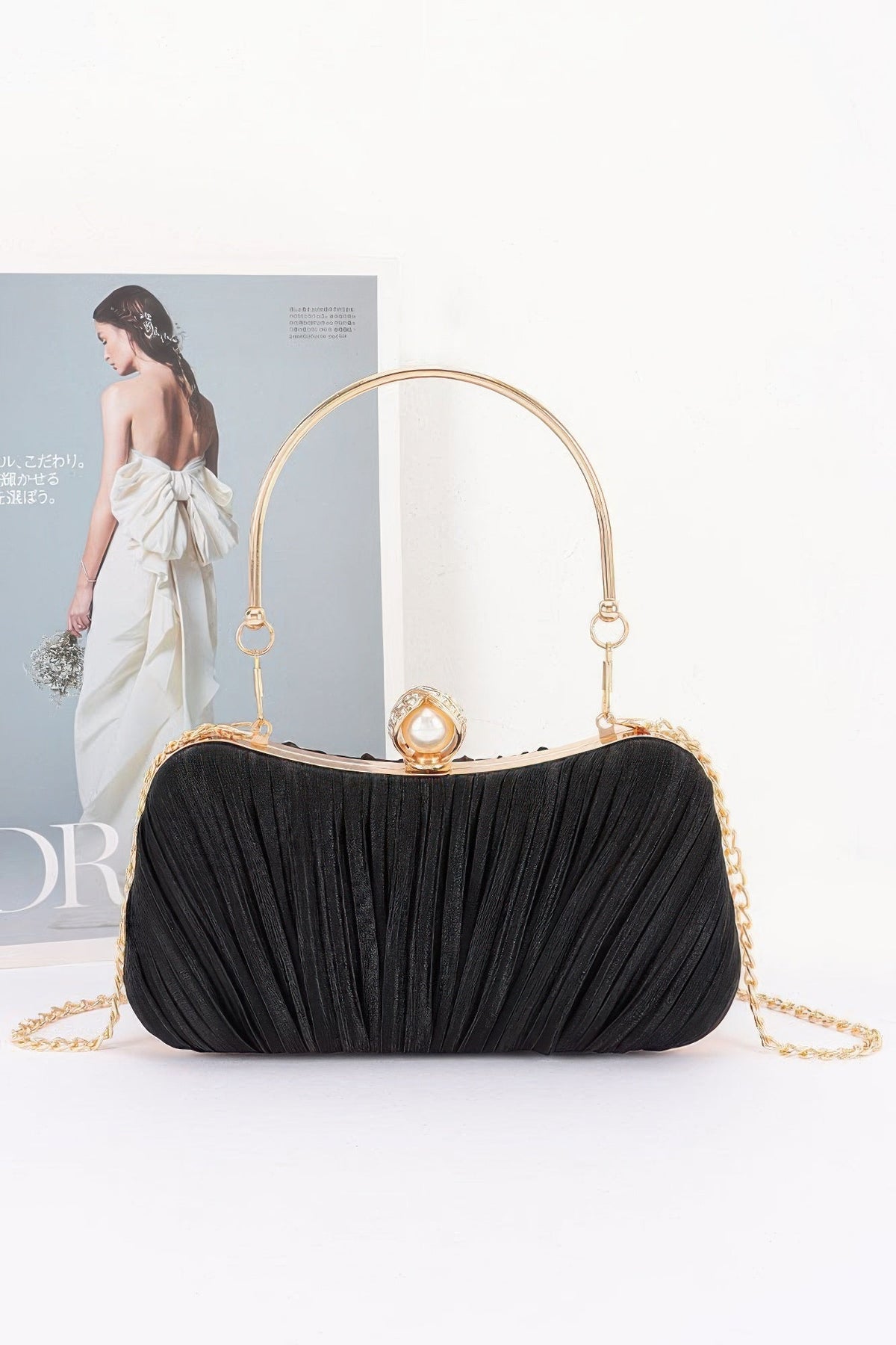 Pleated Polyester Party Clutch - Clusimo
