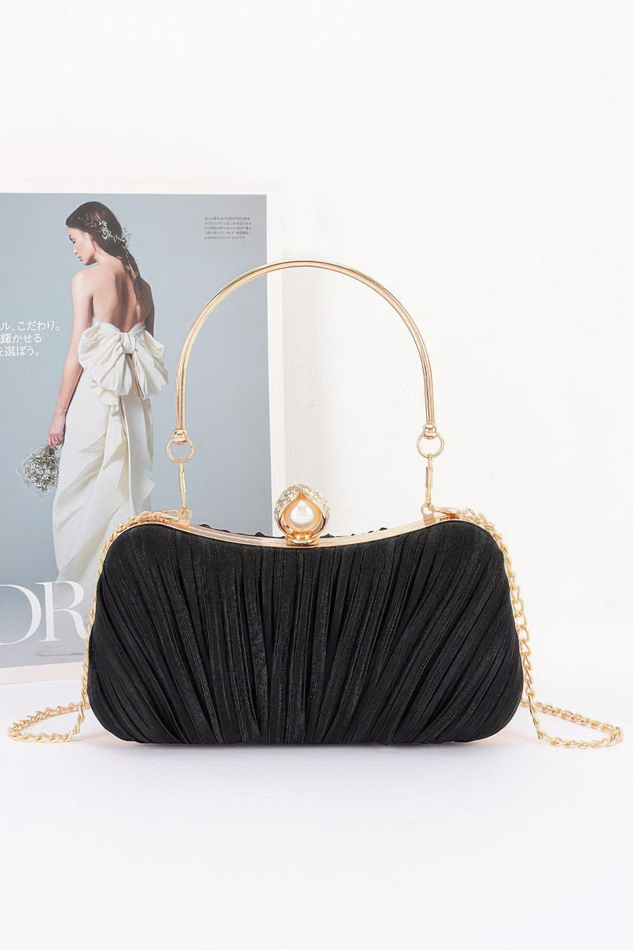 Pleated Polyester Party Clutch - Clusimo