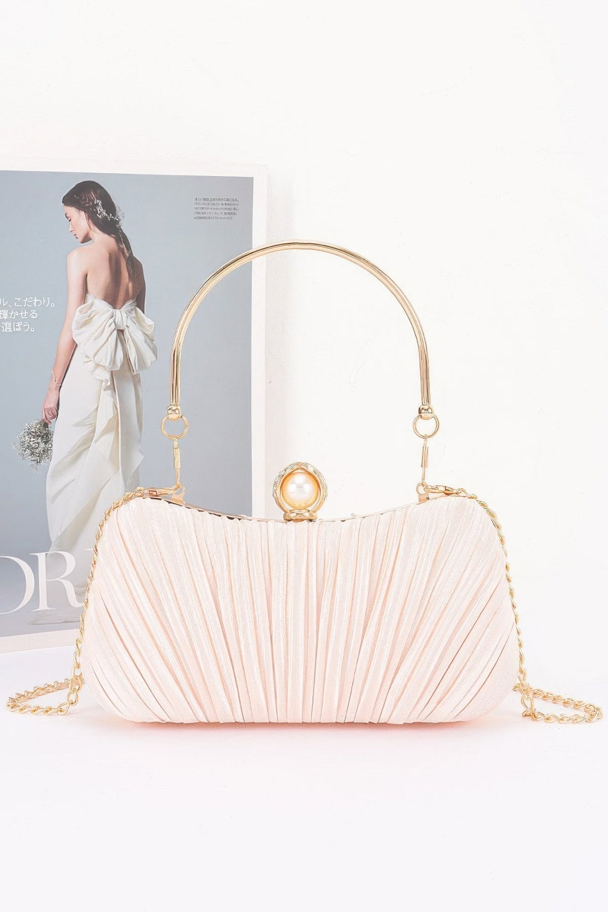 Pleated Polyester Party Clutch - Clusimo