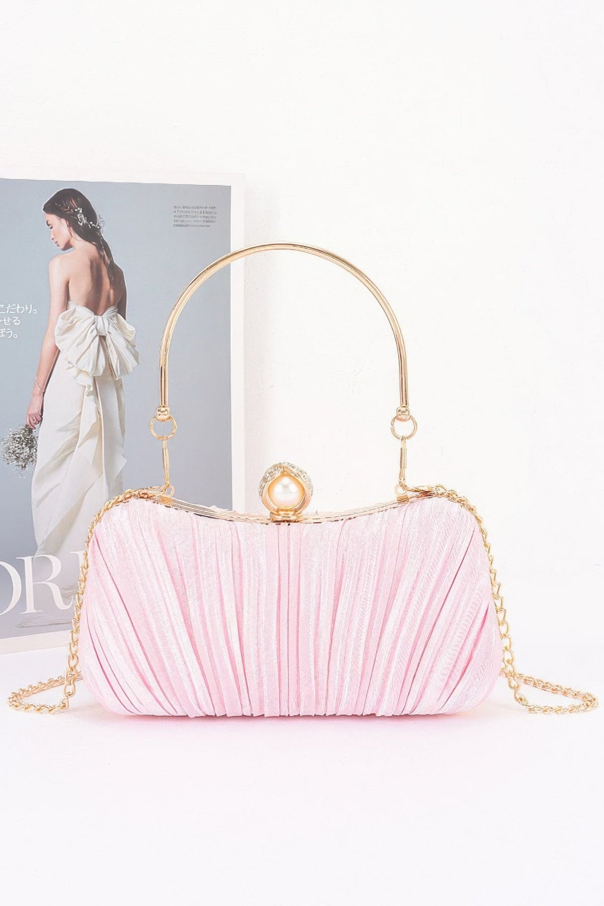 Pleated Polyester Party Clutch - Clusimo