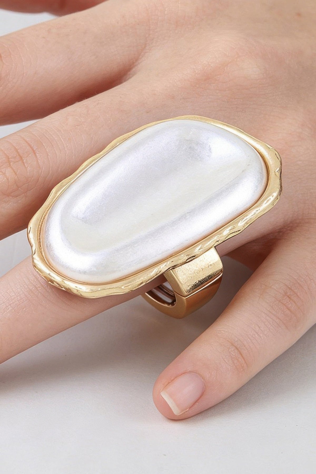 Polished Pearl Stone Wrap Ring - Clusimo