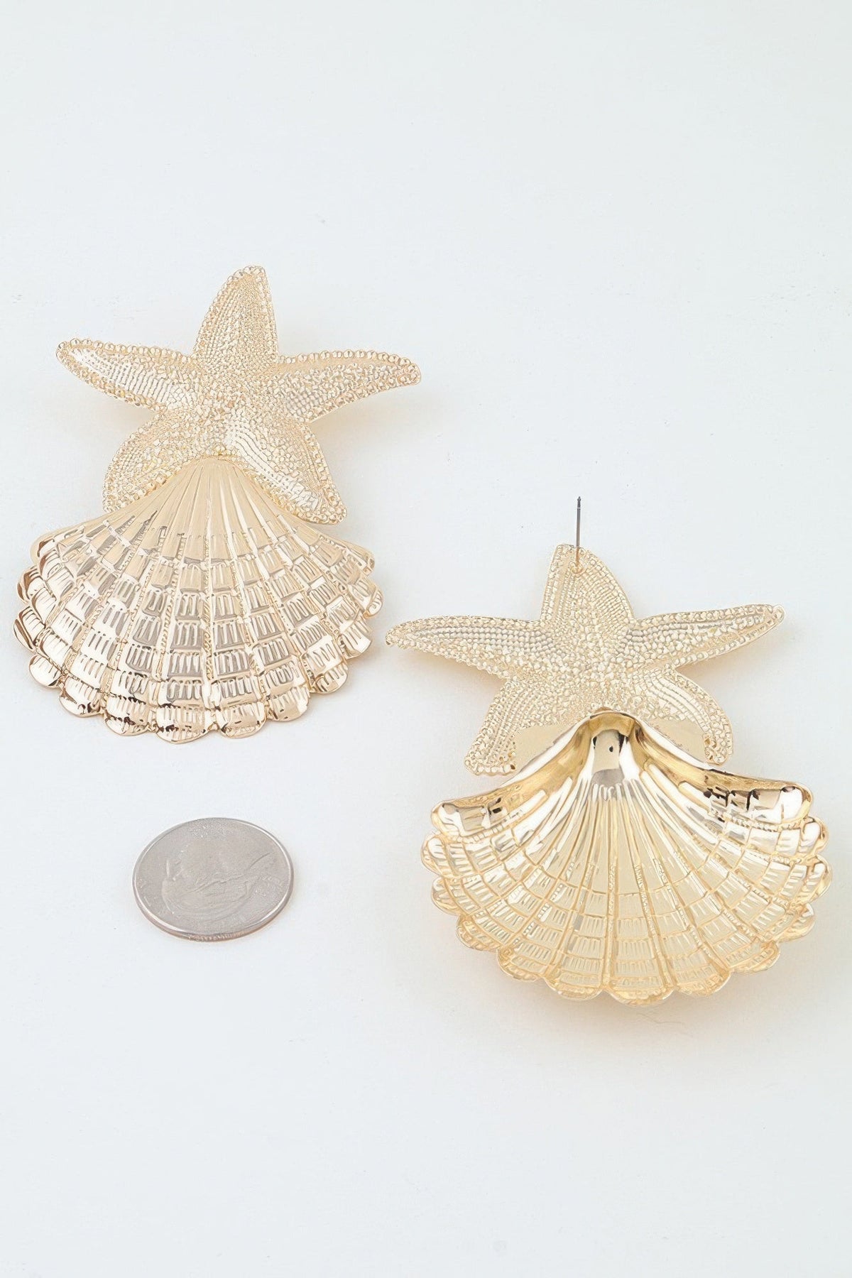 Polished Starfish Shell Drop Earrings - Clusimo