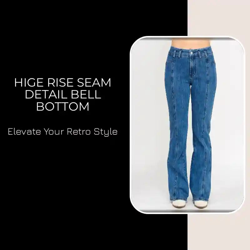 Hige Rise Seam Detail Bell Bottom by@Outfy