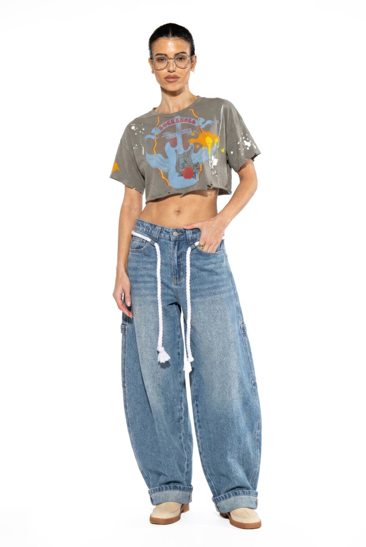 Rebel Echo Cropped Graphic Tee - Clusimo