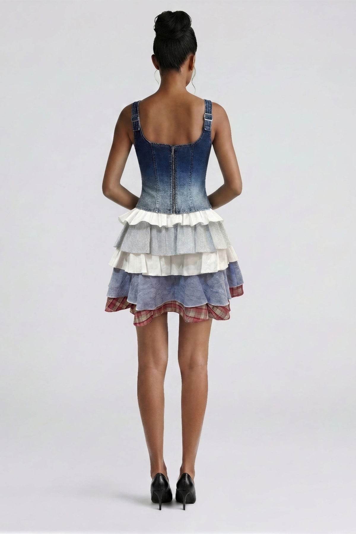Rebel Stitch Lace-up Denim Corset Top - Clusimo