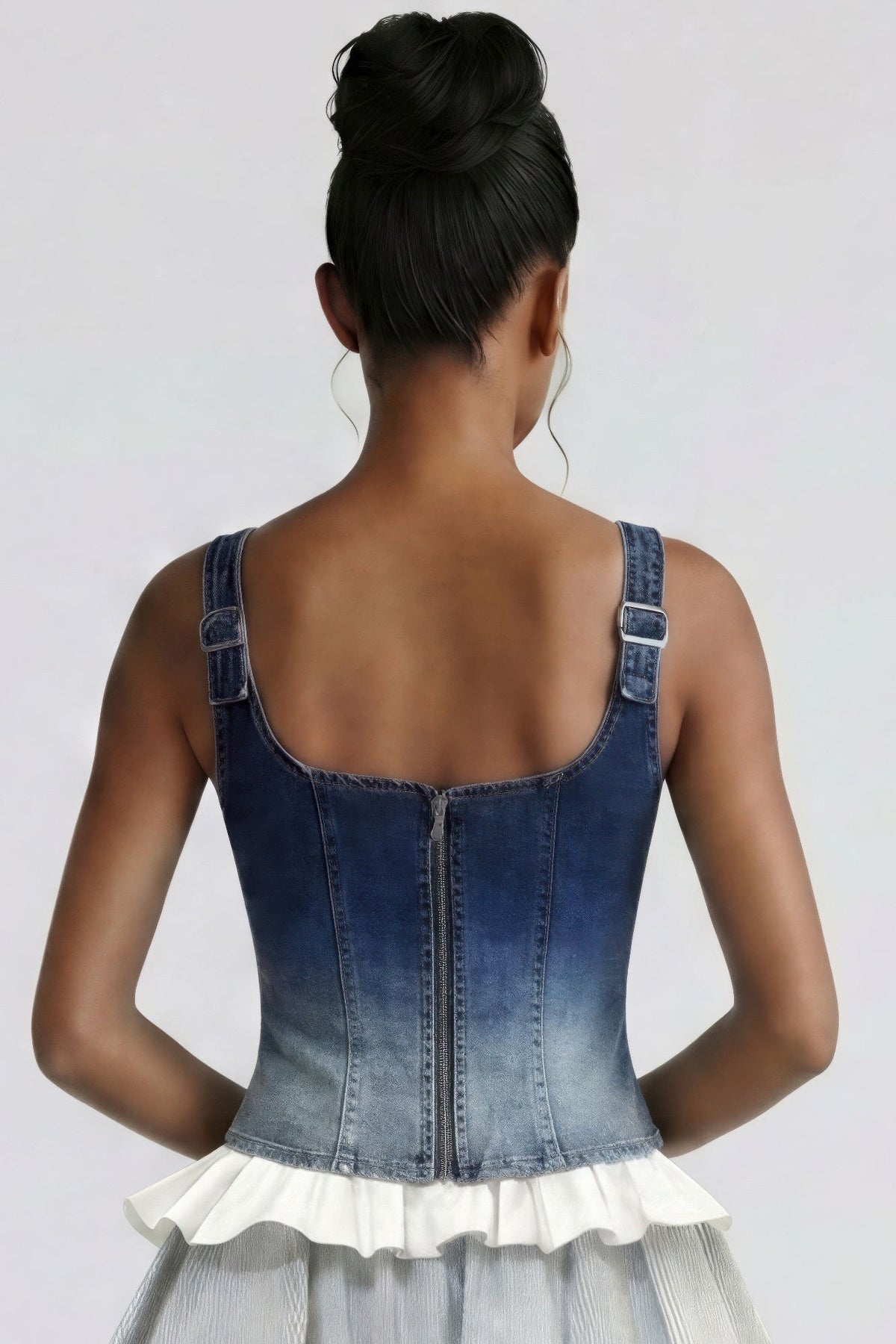 Rebel Stitch Lace-up Denim Corset Top - Clusimo