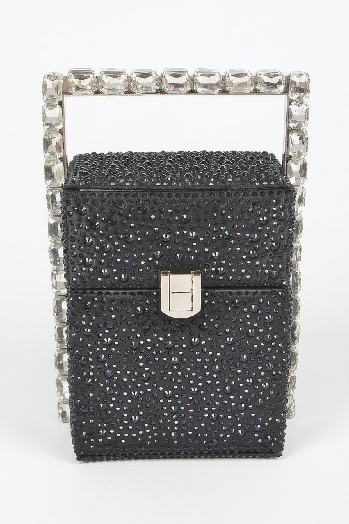 Rhinestone Handle Stoned Party Clutch - Clusimo