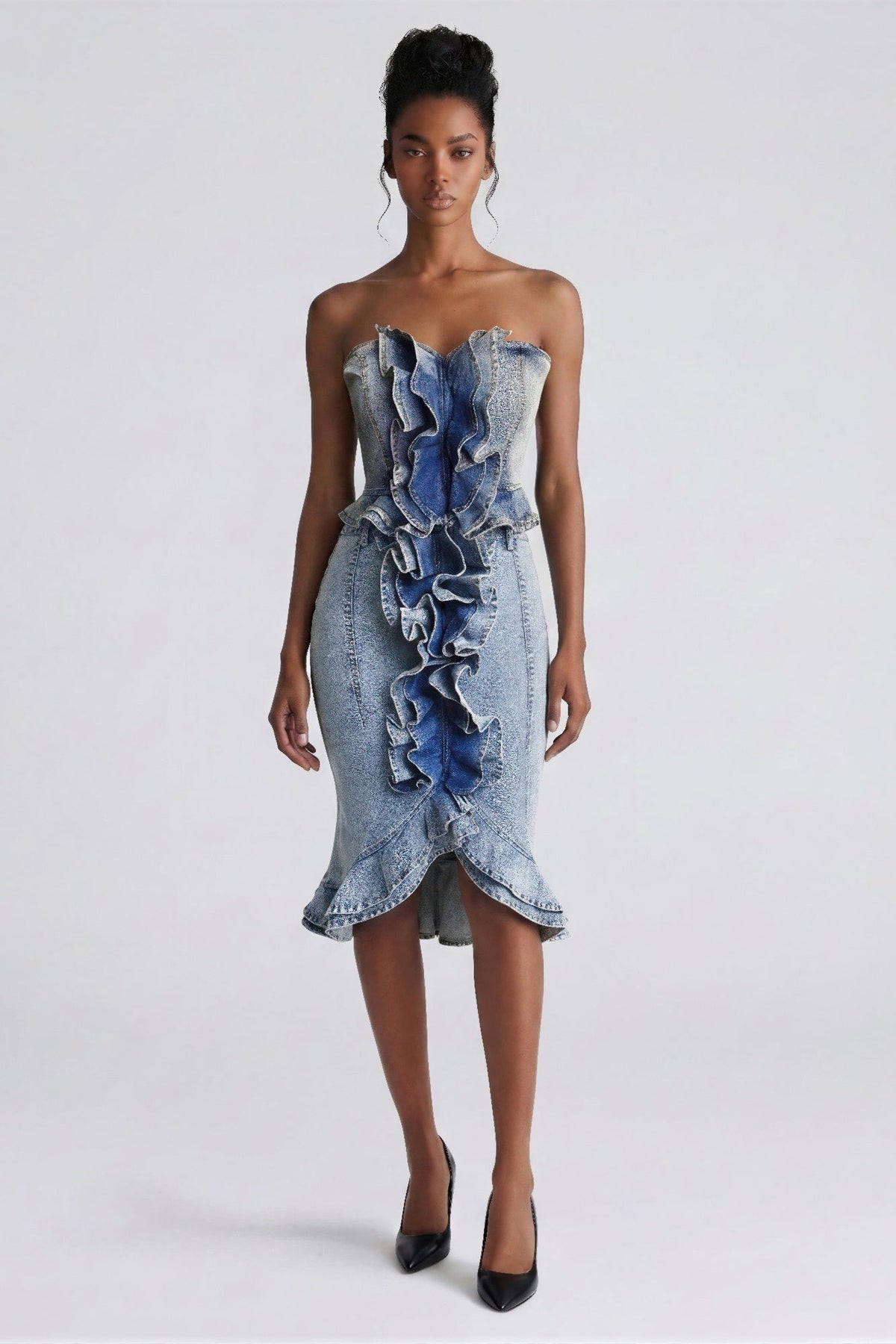 Rogue Cascade Denim Corset Top - Clusimo