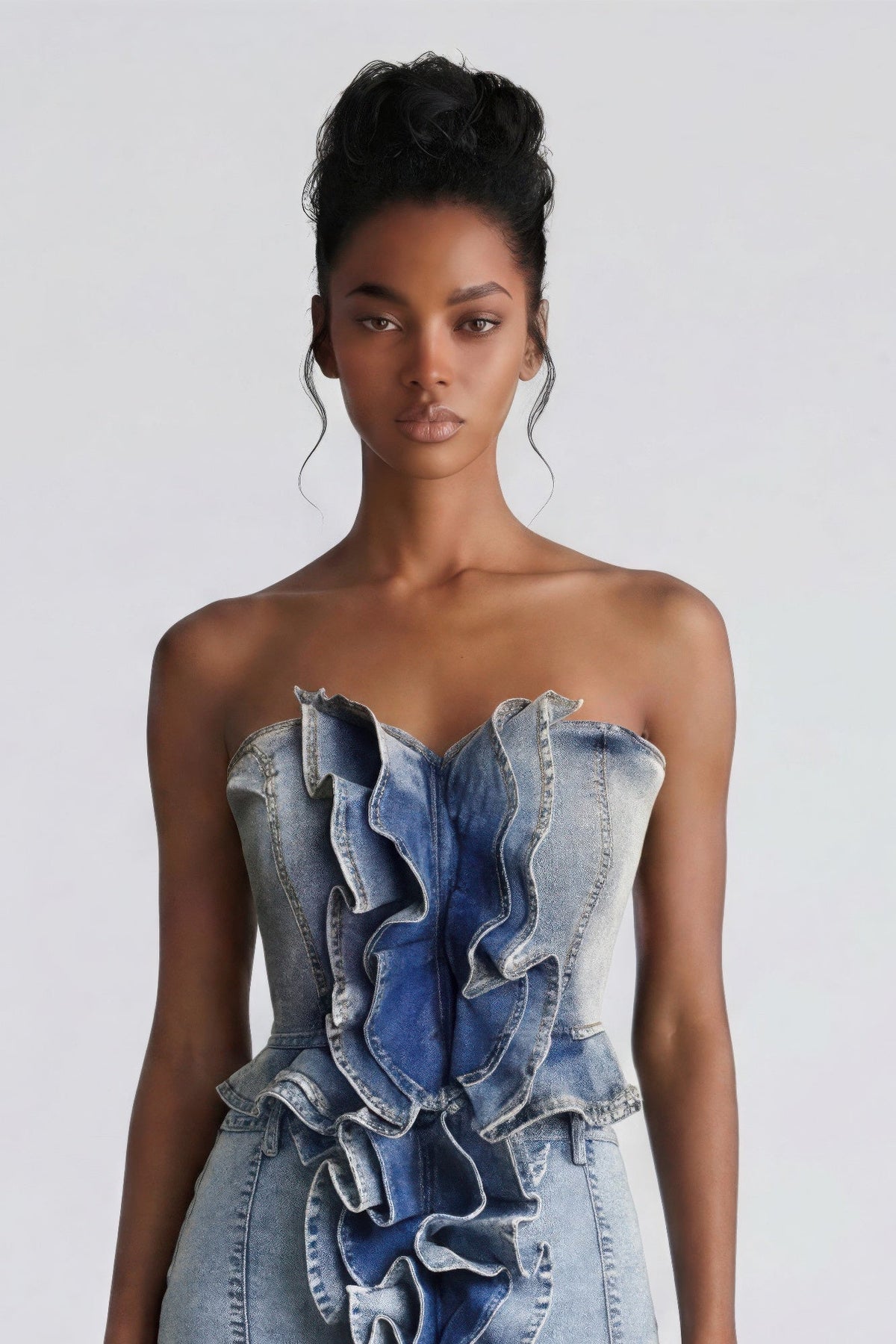 Rogue Cascade Denim Corset Top - Clusimo