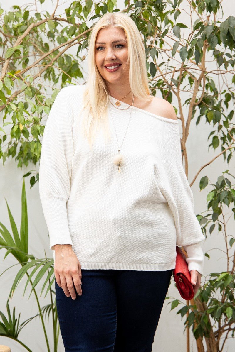 Round Neck Long Sleeve Solid Sweater - Clusimo