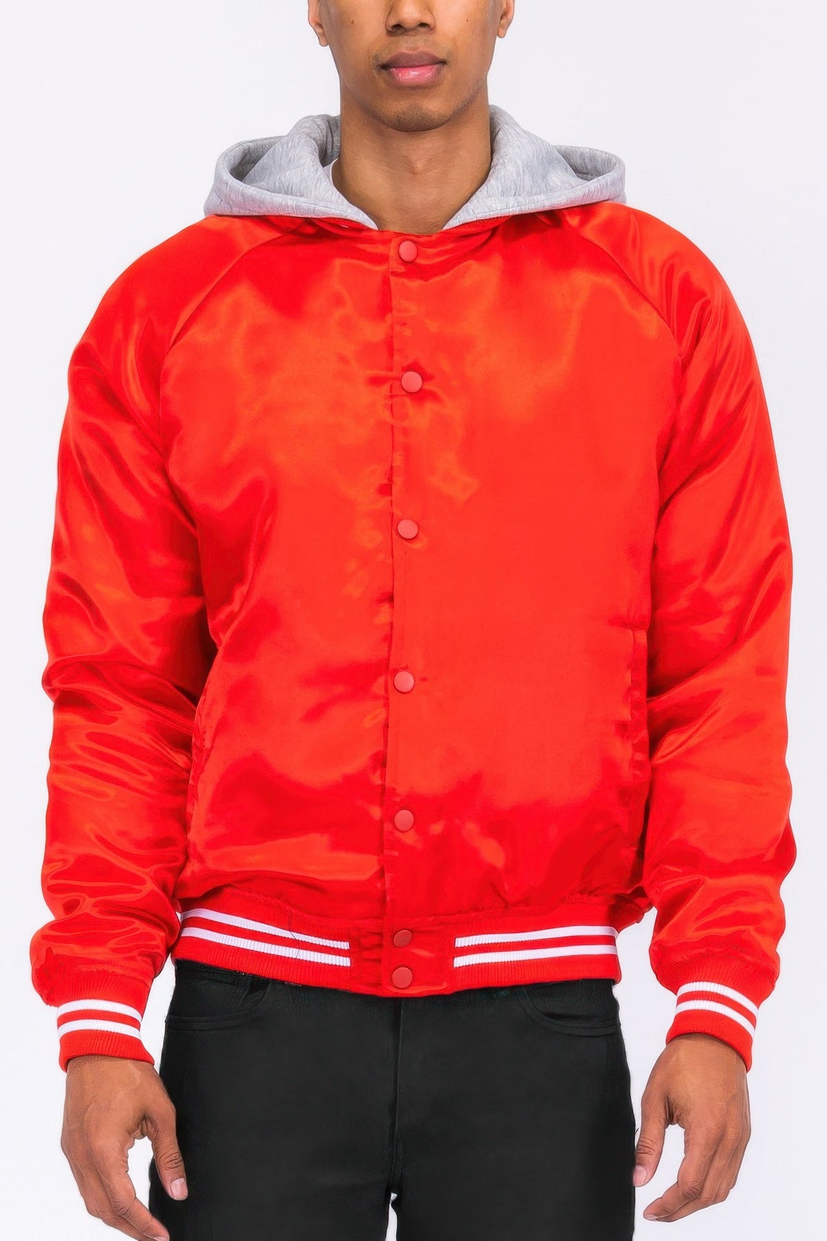 Satin Varsity Bomber Jacket - Clusimo